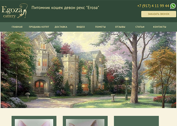 Сайт для питомника кошек Egoza